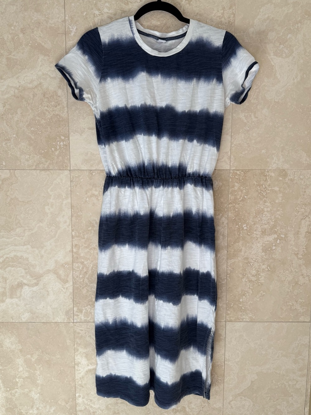 Old Navy Petite Tie Dye Midi Dress Size S Petite Blue White Coastal Americana